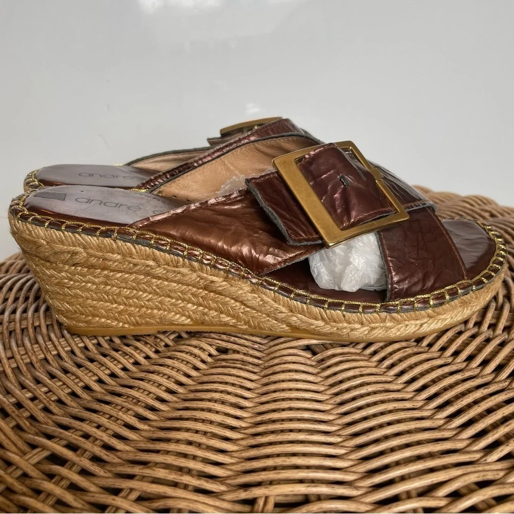 Andre Assous crossed straps Espadrilles wedges sandals size eu 38 usa 7.5